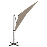 VidaXL Zweefparasol met paal en LED-verlichting 250 cm taupe