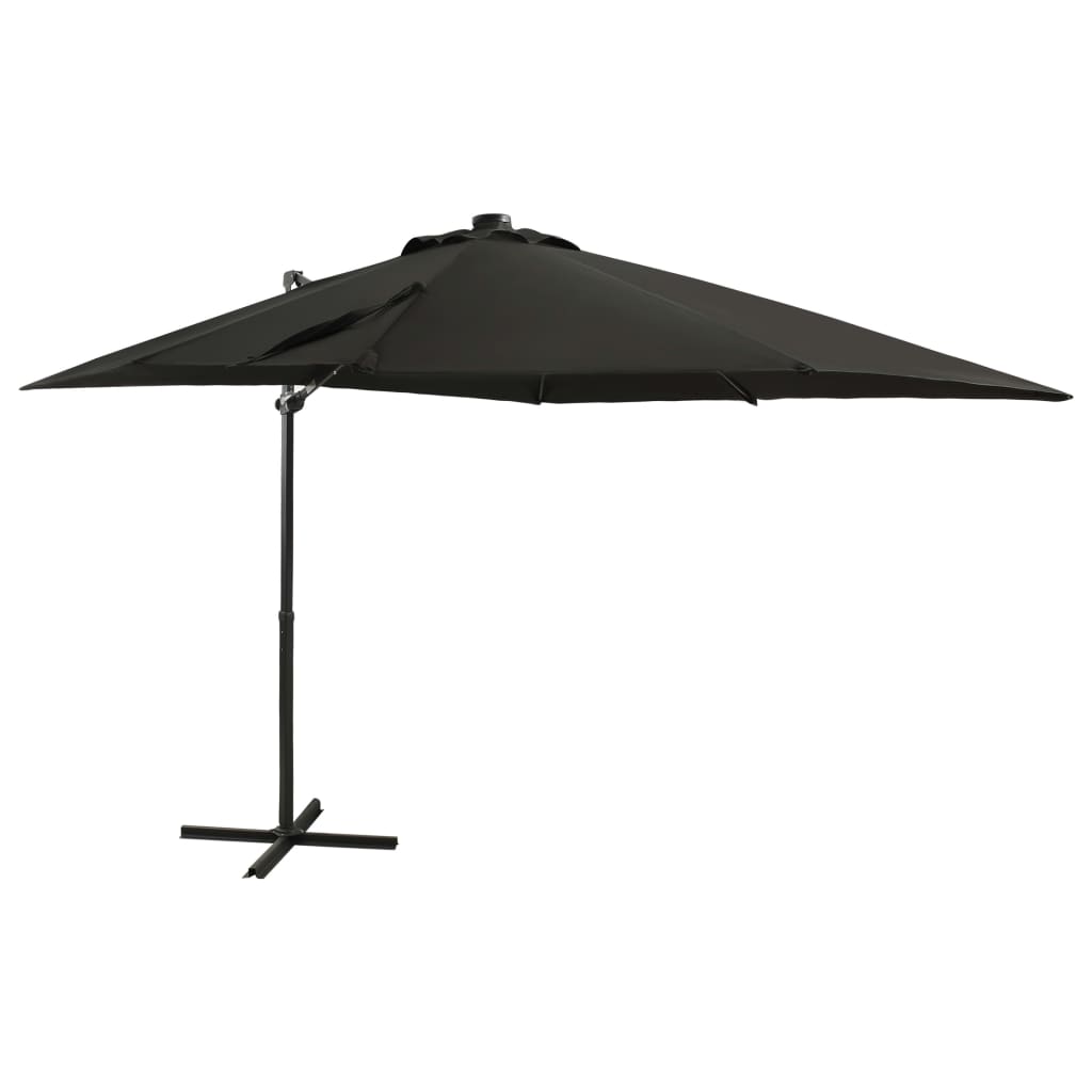 Vidaxl -schwimmendes Parasol mit Pole und LED -Beleuchtung 250 cm schwarz