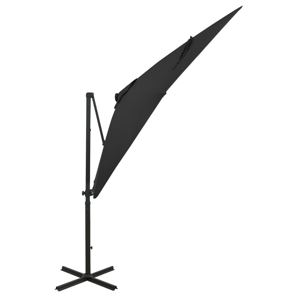 Vidaxl -schwimmendes Parasol mit Pole und LED -Beleuchtung 250 cm schwarz