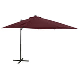 Parasol flotante de Vidaxl con poste y iluminación LED 250 cm Burdeos rojo