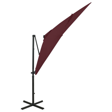 Vidaxl Floating Parasol s pólem a LED osvětlení 250 cm Bordeaux Red