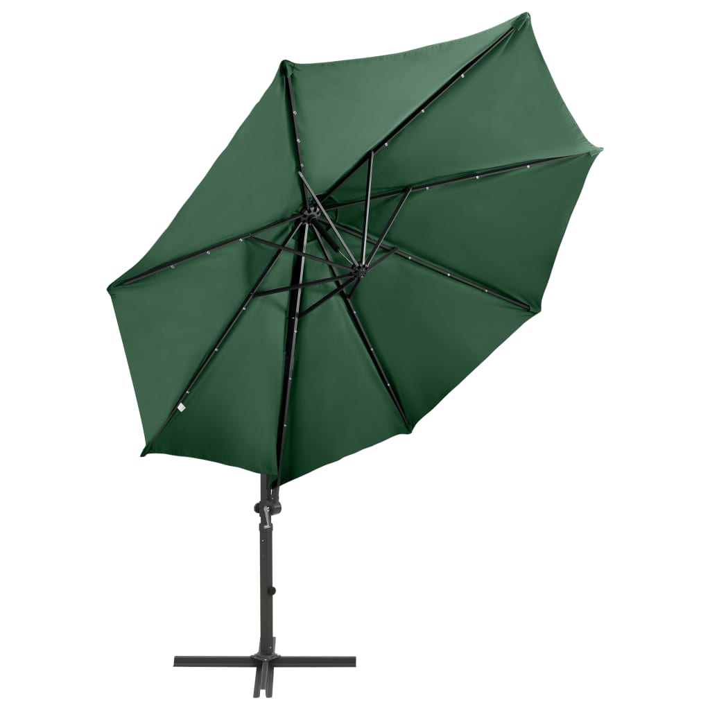 Vidaxl -schwimmendes Parasol mit Pol und LED -Beleuchtung 300 cm Grün