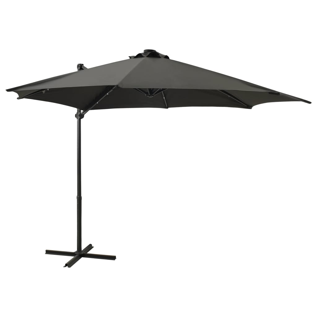 Vidaxl schwimmend Parasol mit Pol und LED -Beleuchtung 300 cm Anthrazitfarbe