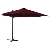 Vidaxl schwimmend Parasol mit Pol und LED -Beleuchtung 300 cm Bordeaux Rot