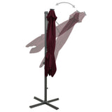 Vidaxl schwimmend Parasol mit Pol und LED -Beleuchtung 300 cm Bordeaux Rot