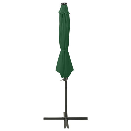 VidaXL Zweefparasol met paal en LED-verlichting 300 cm groen