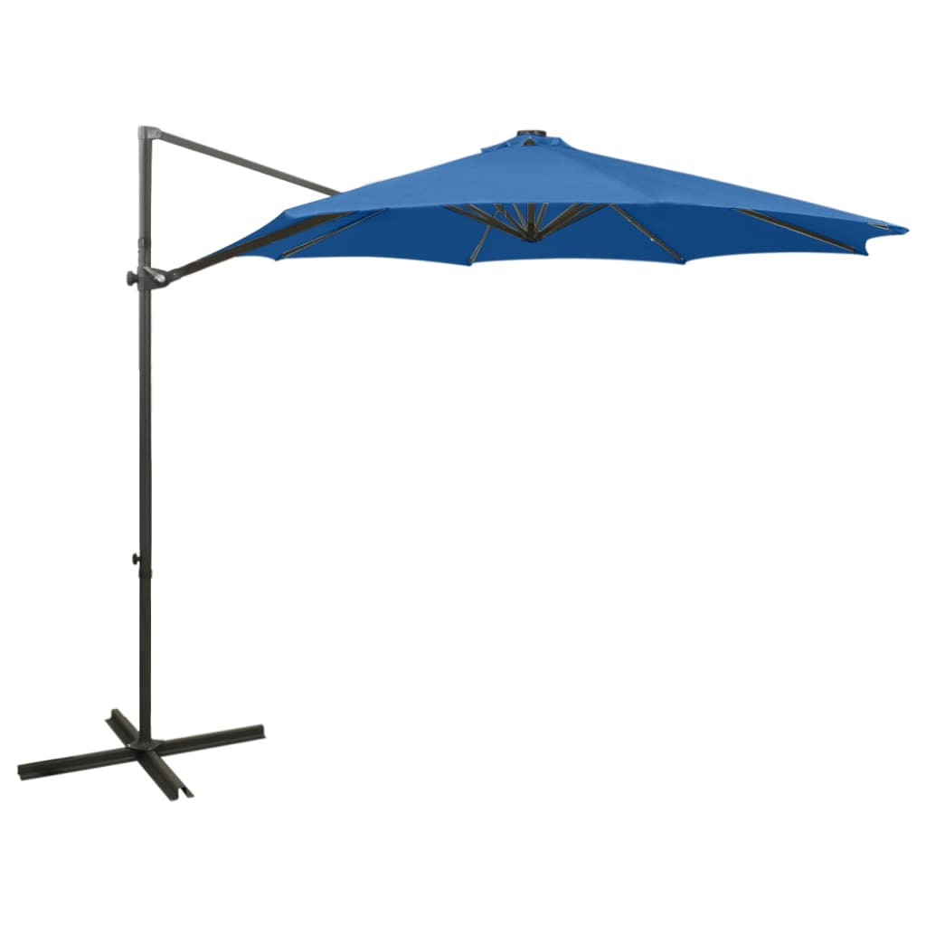 Parasol flotante de Vidaxl con pole y iluminación LED 300 cm azul azul