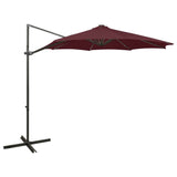 VidaXL Zweefparasol met paal en LED-verlichting 300 cm bordeauxrood