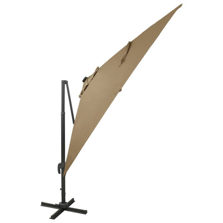 Vidaxl Floating Parasol s pólem a LED osvětlením 300 cm taupe