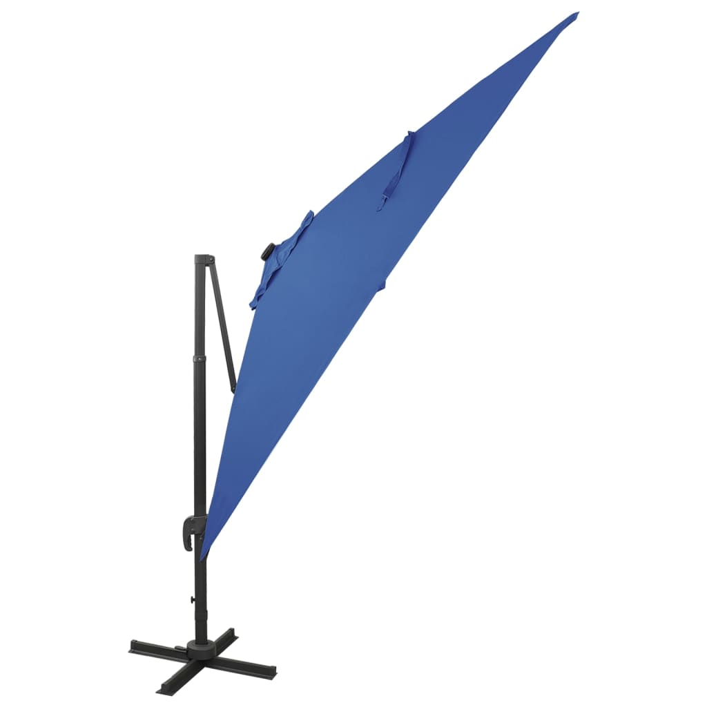 VidaXL Zweefparasol met paal en LED-verlichting 300 cm azuurblauw