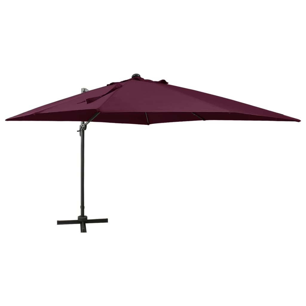 VidaXL Zweefparasol met paal en LED-verlichting 300 cm bordeauxrood