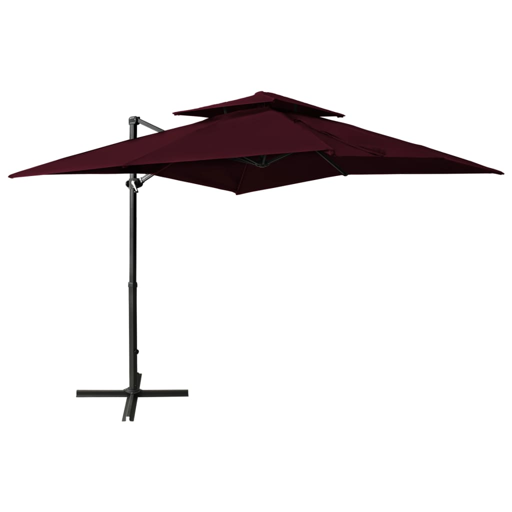 Vidaxl zweefparasol met dubbel dak 250x250 cm bordeauxrood