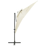 VidaXL Zweefparasol met dubbel dak 250x250 cm zandkleurig