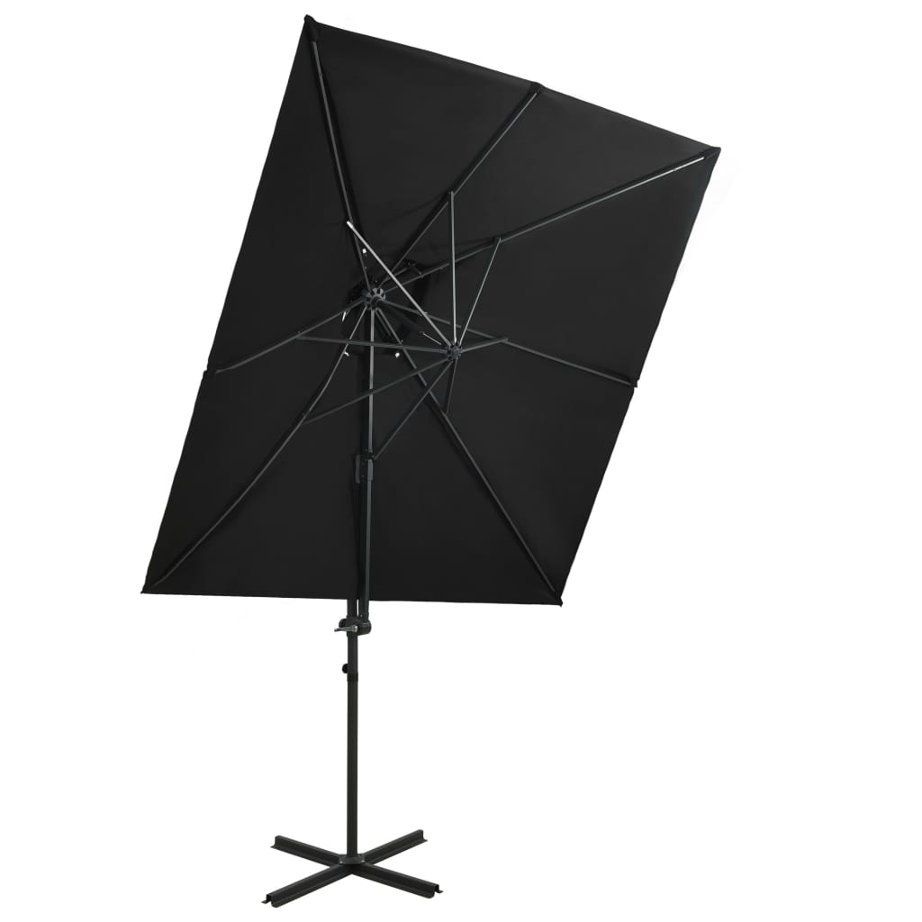 Vidaxl Floating parasol with double roof 250x250 cm black