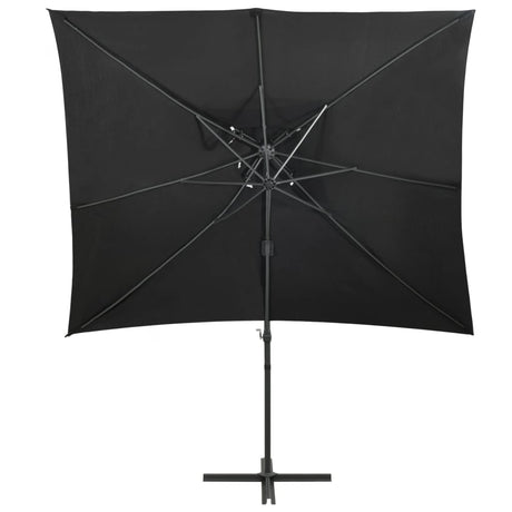 Parasol flottant vidaxl avec toit double 250x250 cm noir