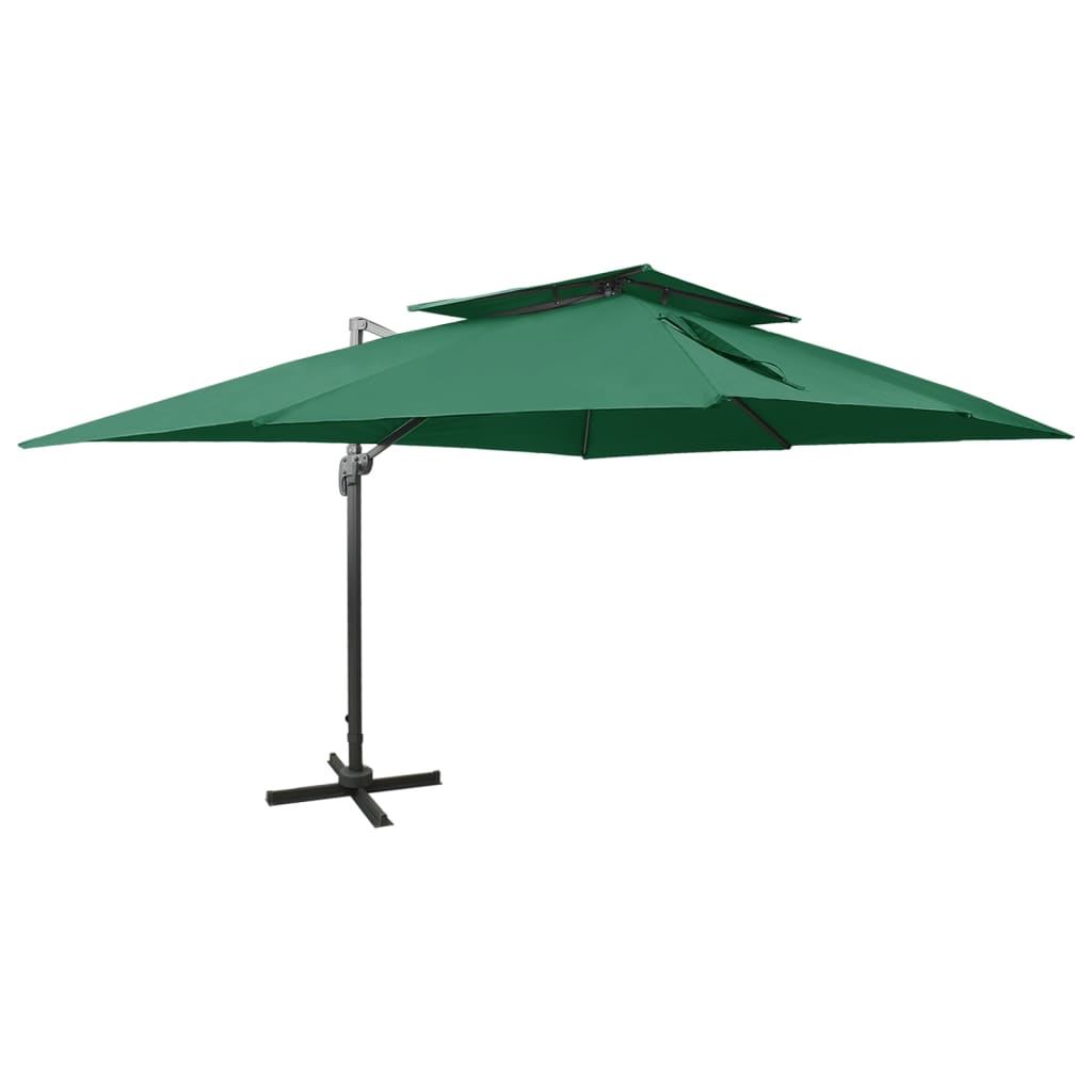 Parasol flotante de Vidaxl con techo doble de 400x300 cm de verde