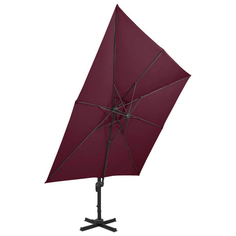 Vidaxl Parasol flottant avec un double toit 300x300 cm rouge borgogne