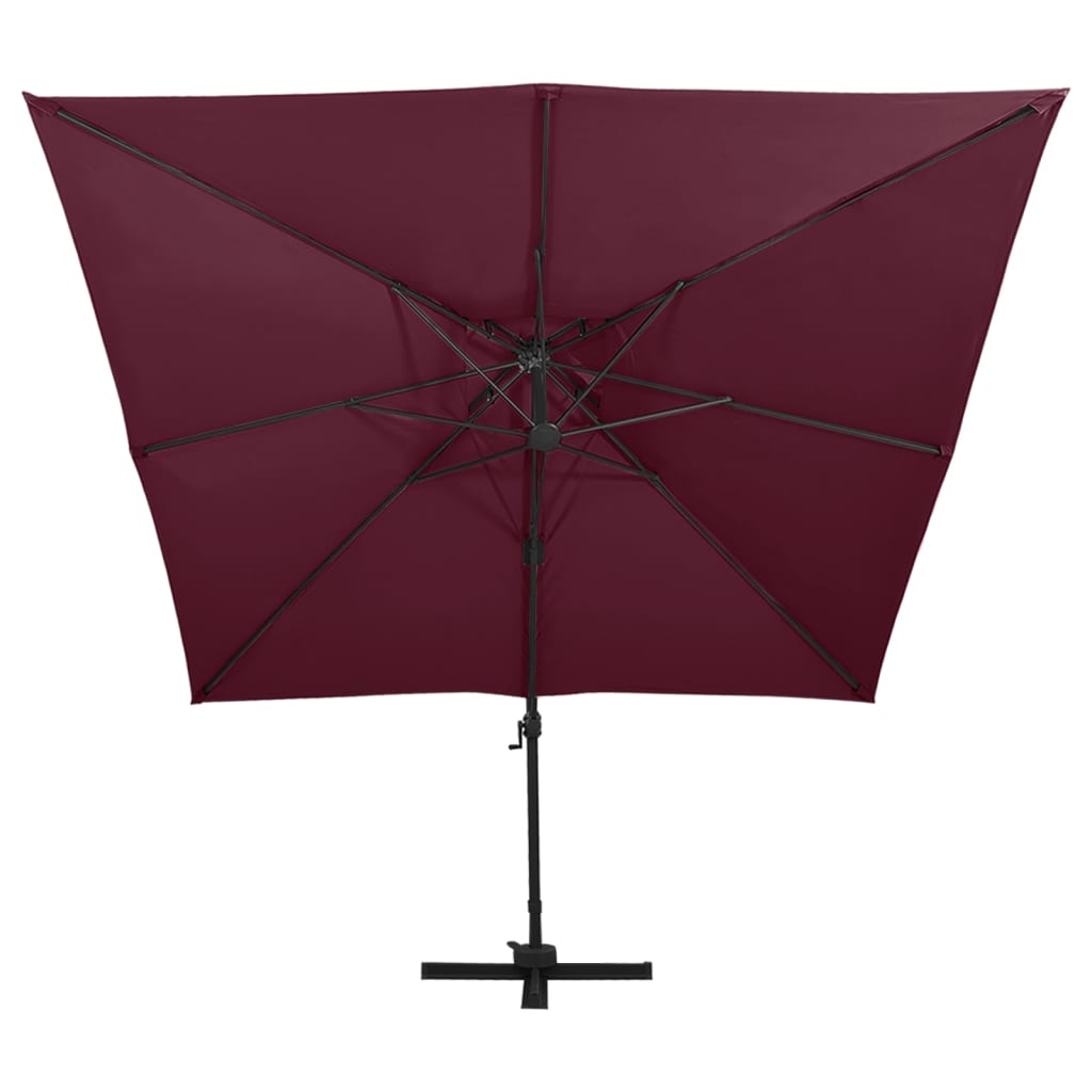 Parasol flotante de Vidaxl con techo doble de 300x300 cm Borgoña rojo