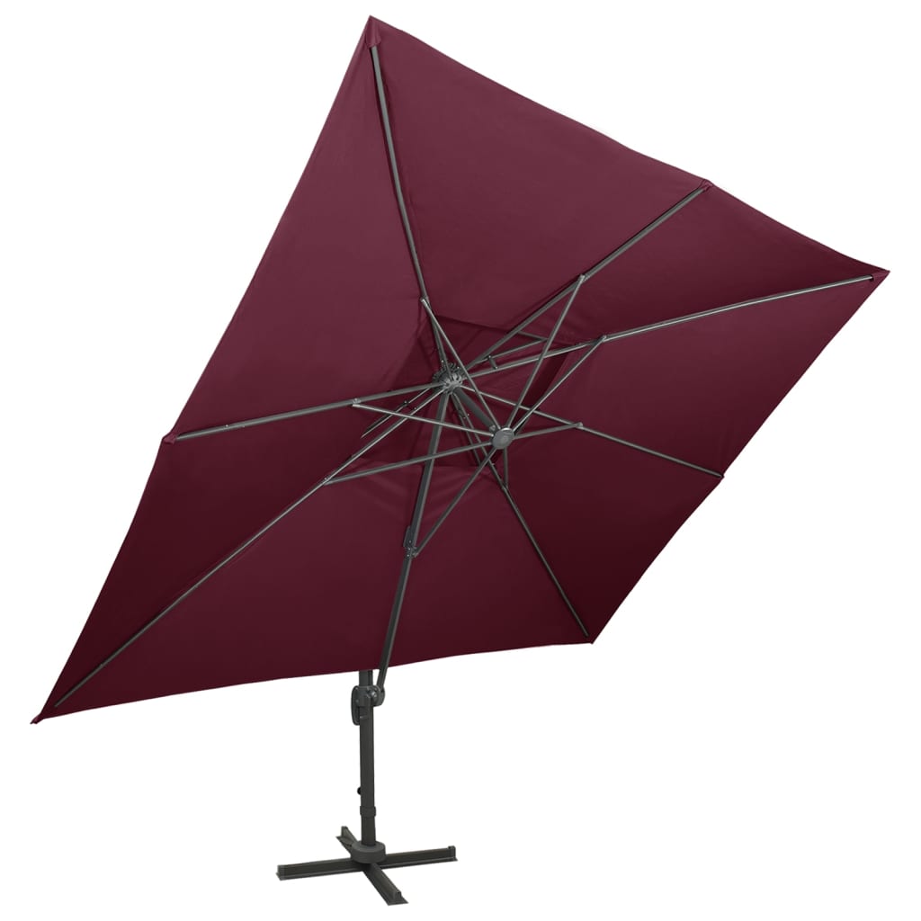 Vidaxl zweefparasol met dubbel dak 400x300 cm bordeauxrood