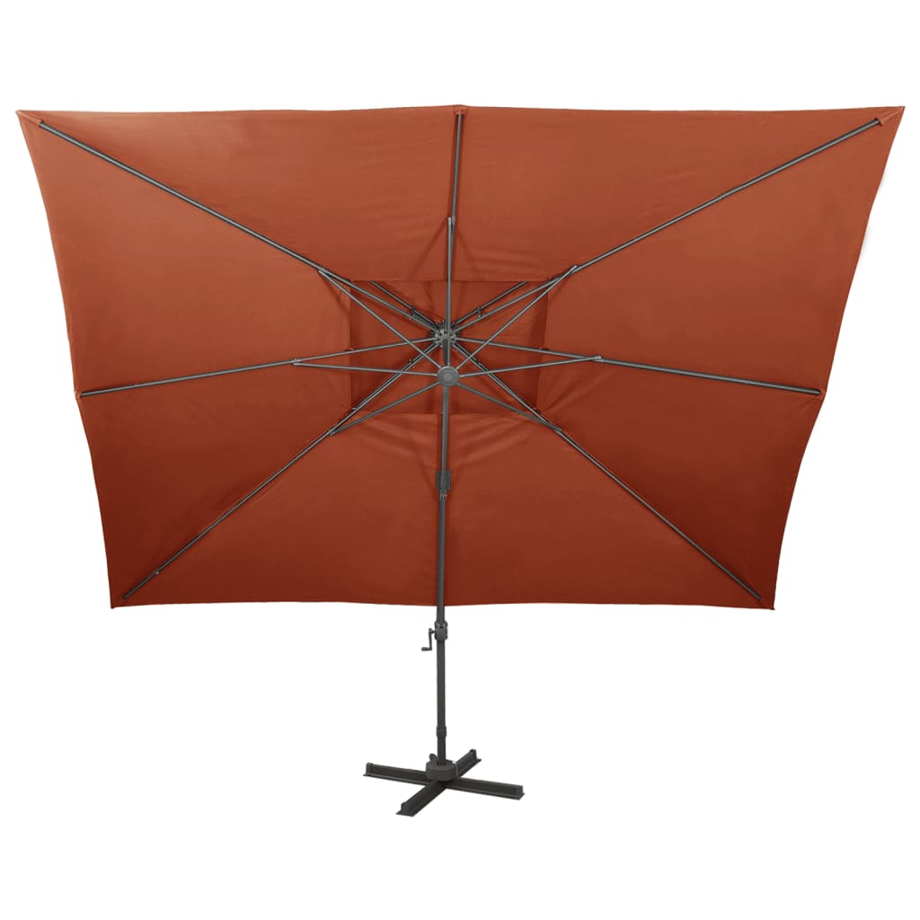 Vidaxl zweefparasol met dubbel dak 400x300 cm terracottakleurig