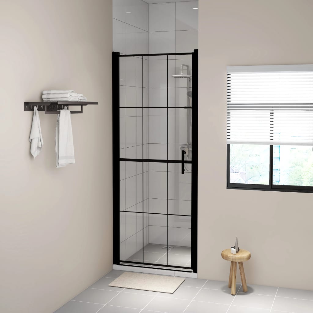 Vidaxl shower door 91x195 cm hardened glass black