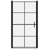 VIDAXL Duschtür 100x178 cm gehärtetes Glas schwarz