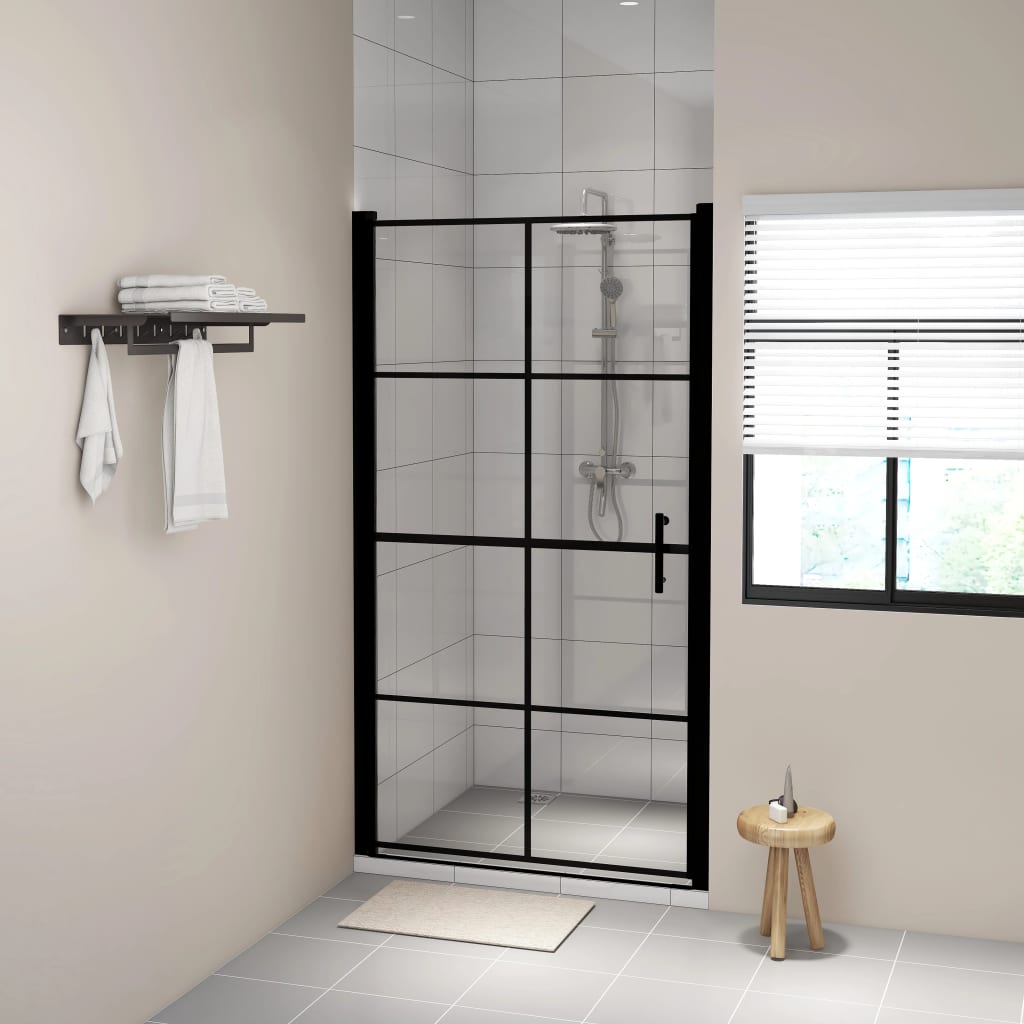 Vidaxl shower door 100x178 cm hardened glass black