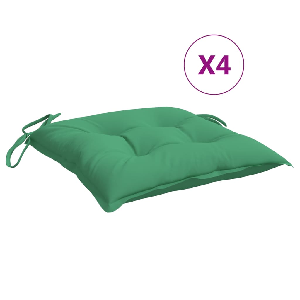 Coussins de chaise Vidaxl 4 pcs 40x40x7 cm Oxford tissu vert