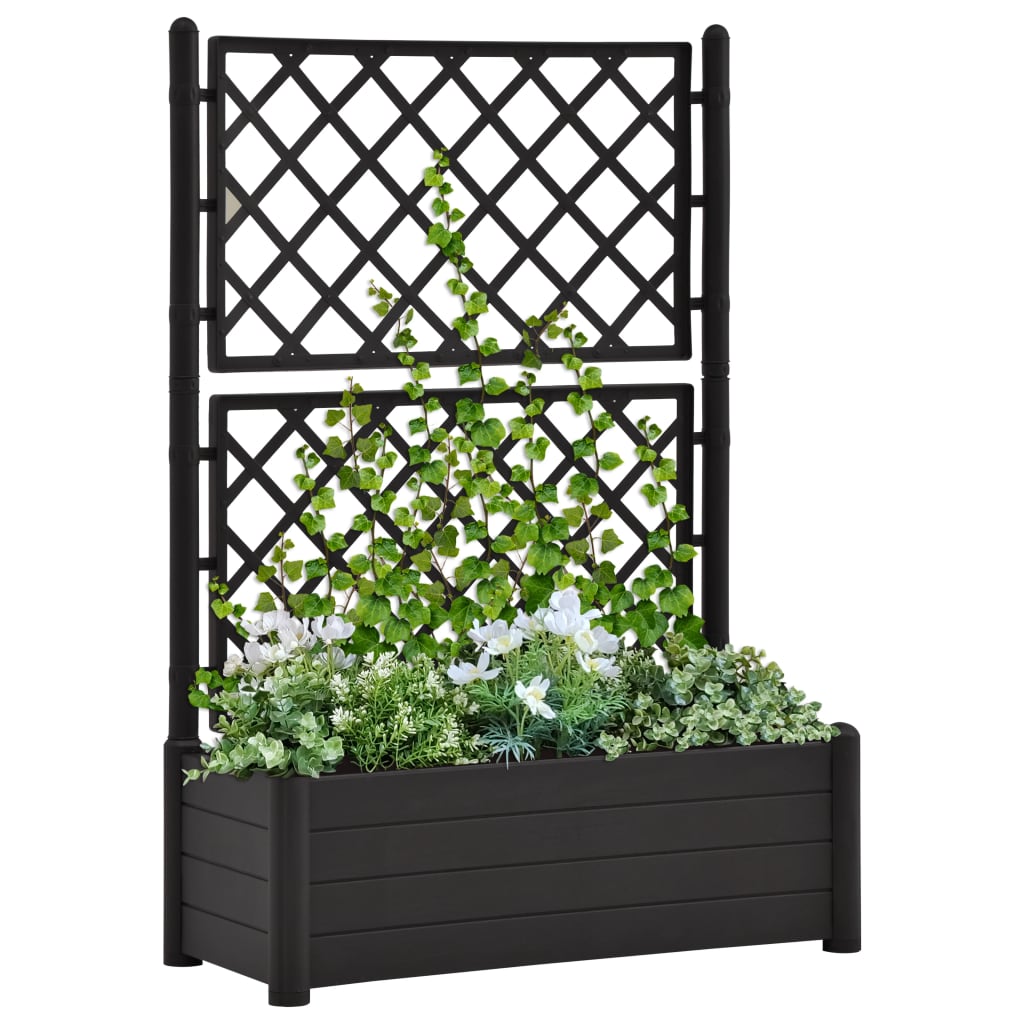 Vidaxl planter med latwerk 100x43x142 cm pp anthracite