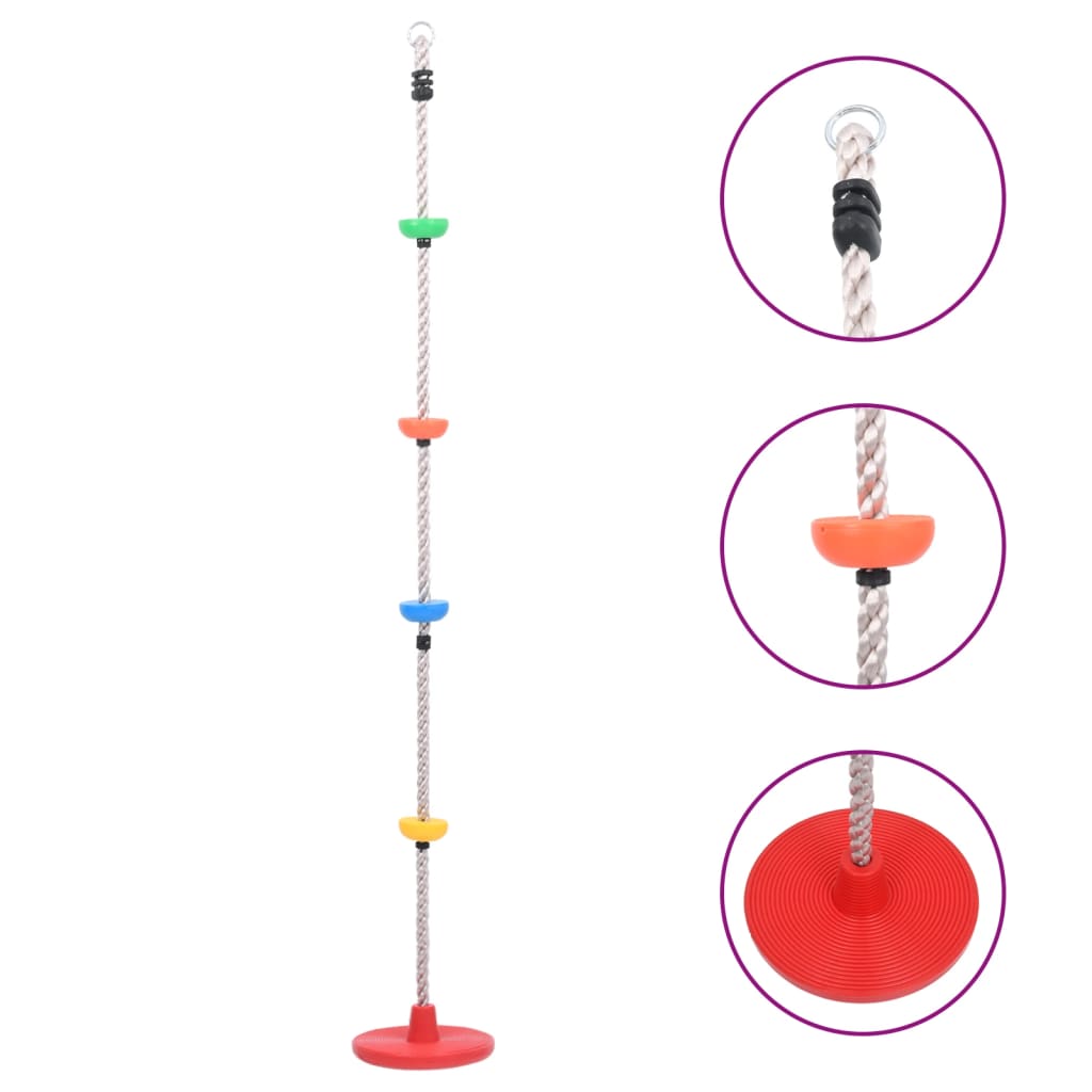 VidaXL Schommelklimtouw met plateaus en schijf 200 cm