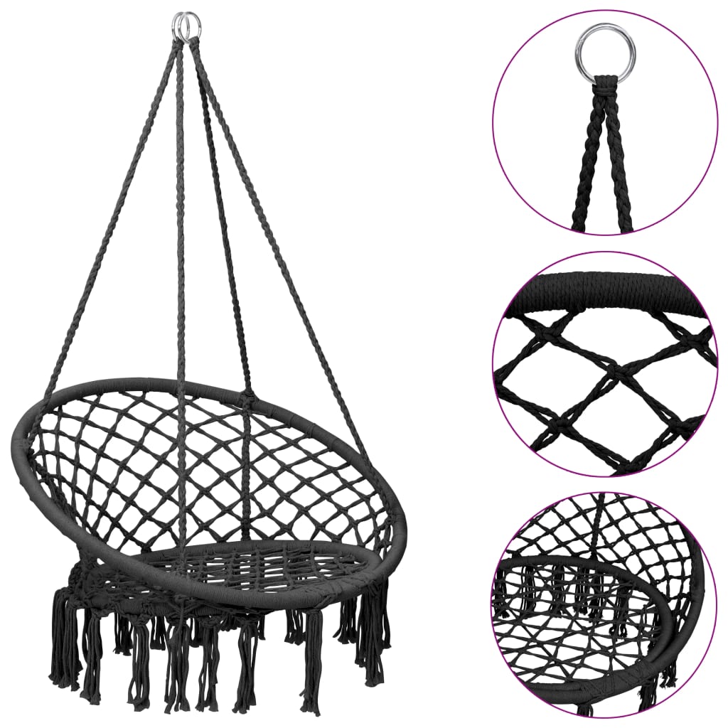 Vidaxl Hanging Chair 80 cm Anthrazit -ausgelöscht