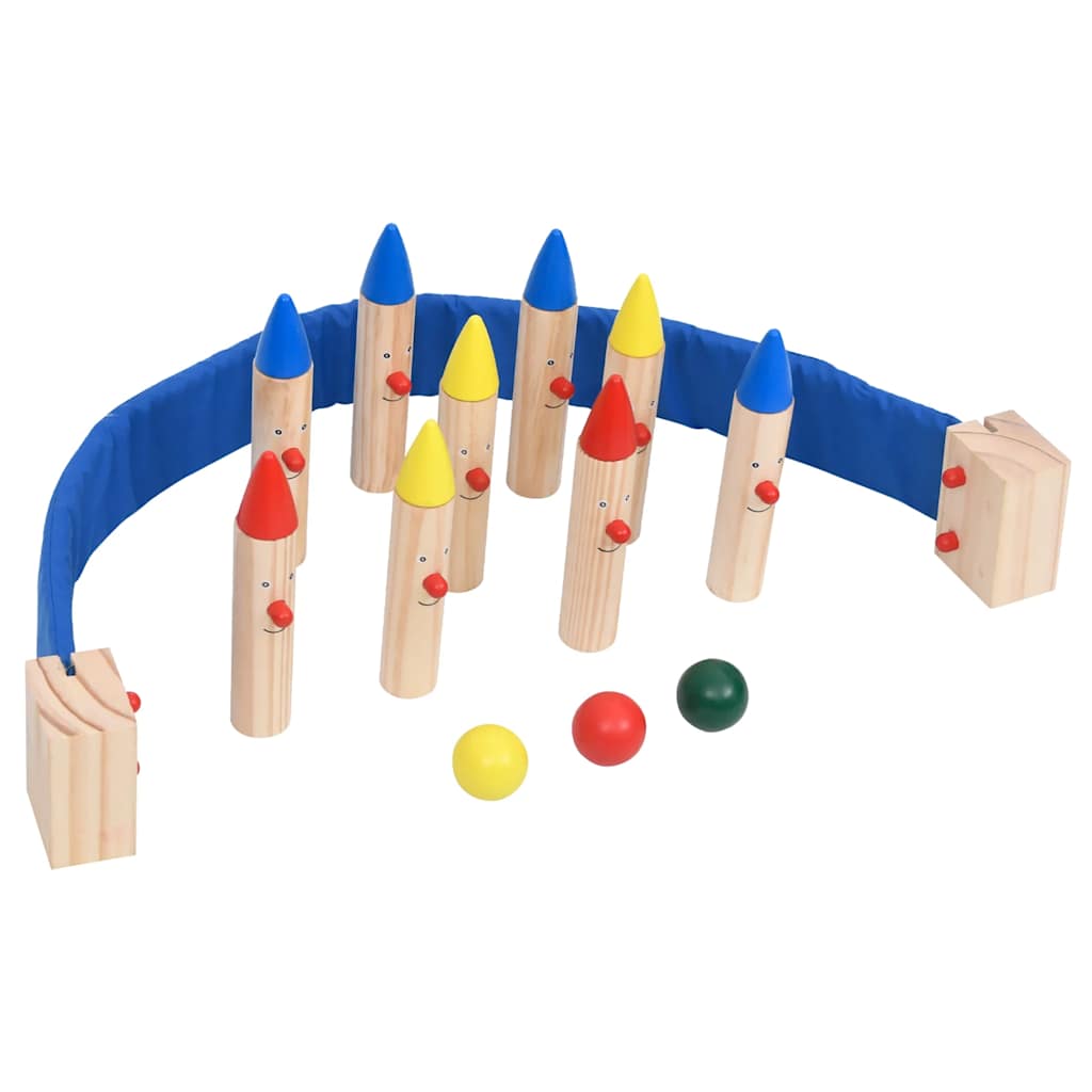 Vidaxl Juego de bolos Solid Pine Multi -Colored