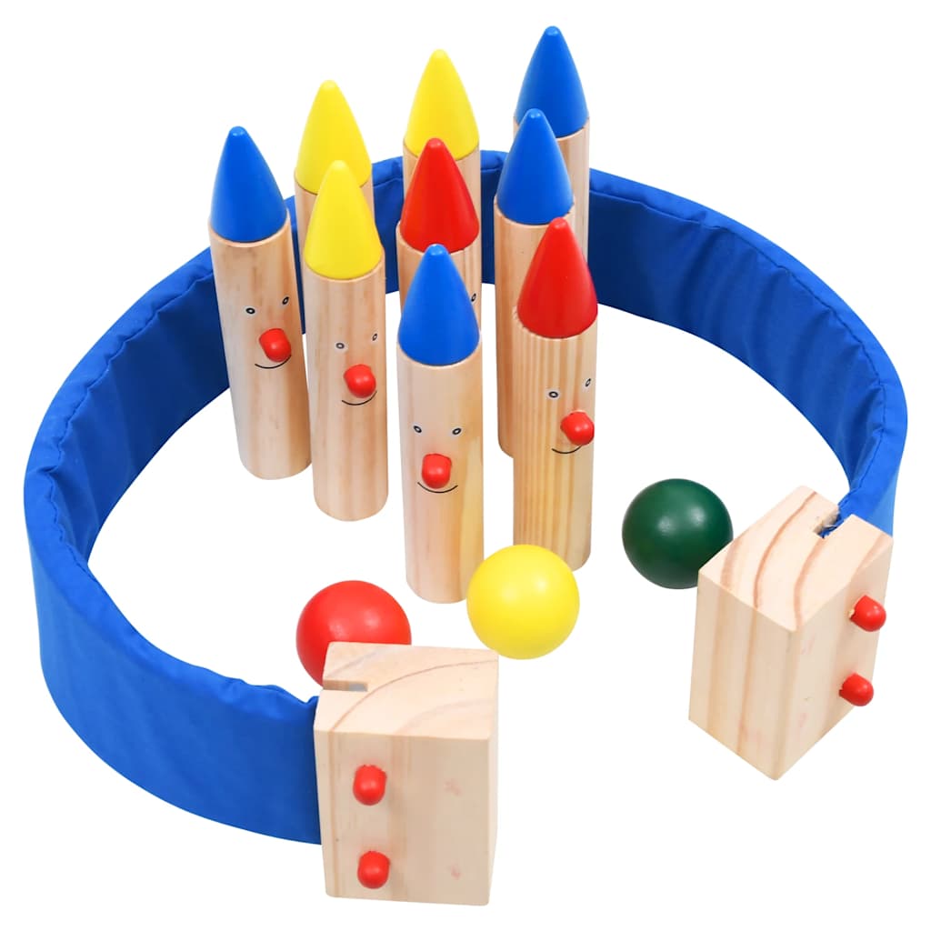 Vidaxl Juego de bolos Solid Pine Multi -Colored