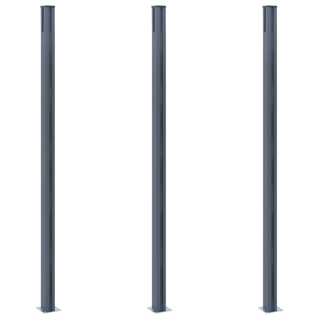 Vidaxl fence posts 3 st 185 cm aluminum dark gray