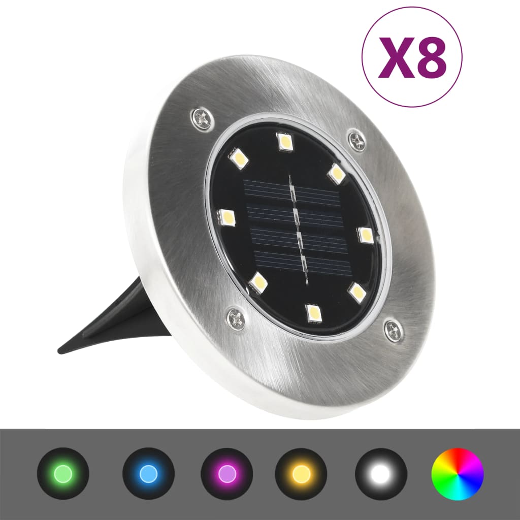 Vidaxl Lampade di terra 8 ST SOLAR LED RGB Colore