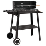 VidaXL Charcoal barbecue with wheel steel black