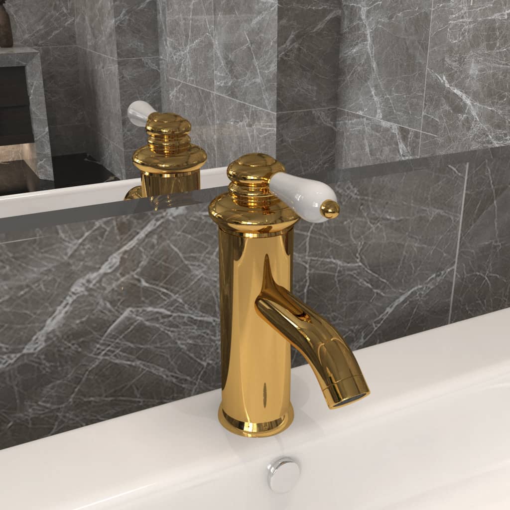 Vidaxl Washbasin Faucet 130x180 mm colorato in oro