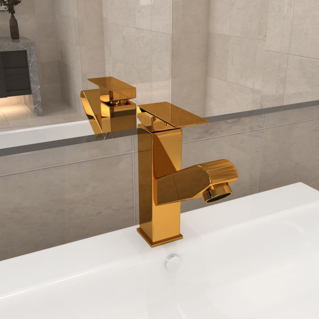 VidaXL Washbasin Faucet with Eagle function 157x172 mm Gold -colored