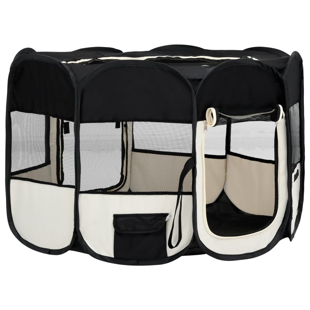 Vidaxl Dog Ren plegable con bolsa portadora 110x110x58 cm negro