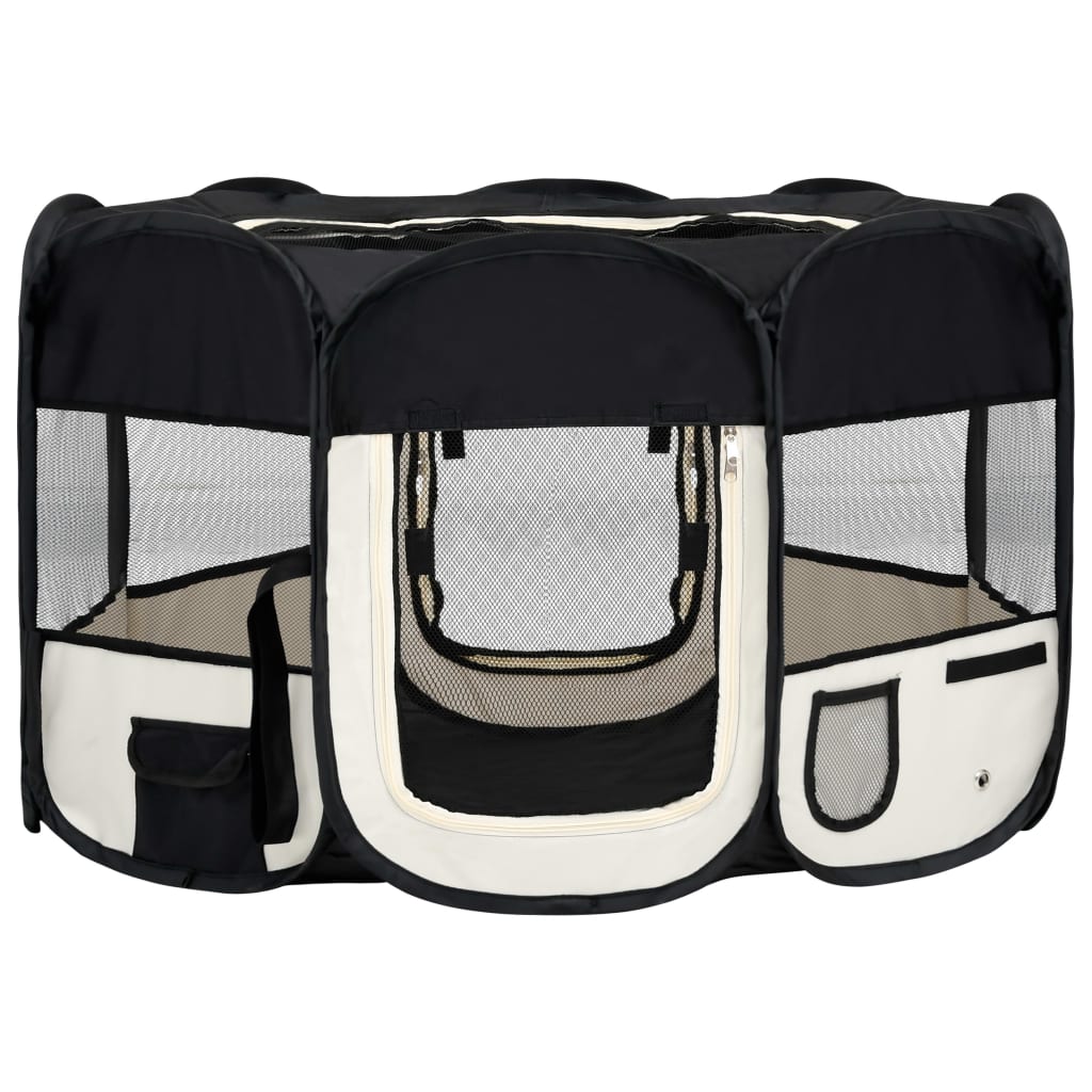 Vidaxl Dog Ren plegable con bolsa portadora 125x125x61 cm negro