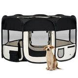 Vidaxl Dog Ren Foldbar med Carrier Bag 145x145x61 cm svart