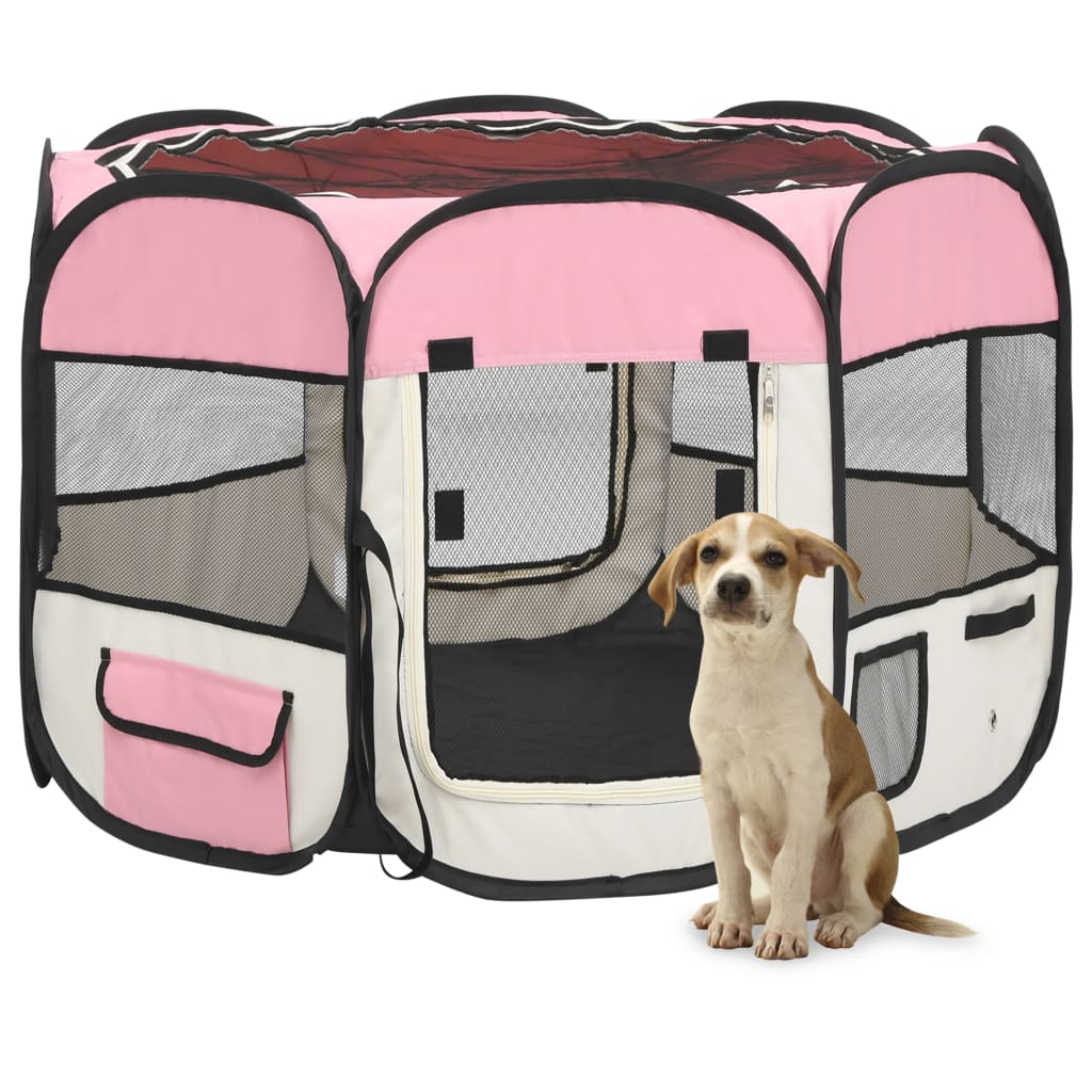 Vidaxl Hund Ren falten mit Trägertasche 90x90x58 cm Pink