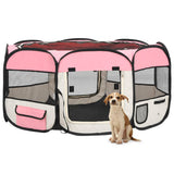 Vidaxl hund ren foldbar med bärväska 145x145x61 cm rosa