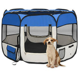 Vidaxl Dog Ren pliable avec sac de porte-avions 90x90x58 cm bleu