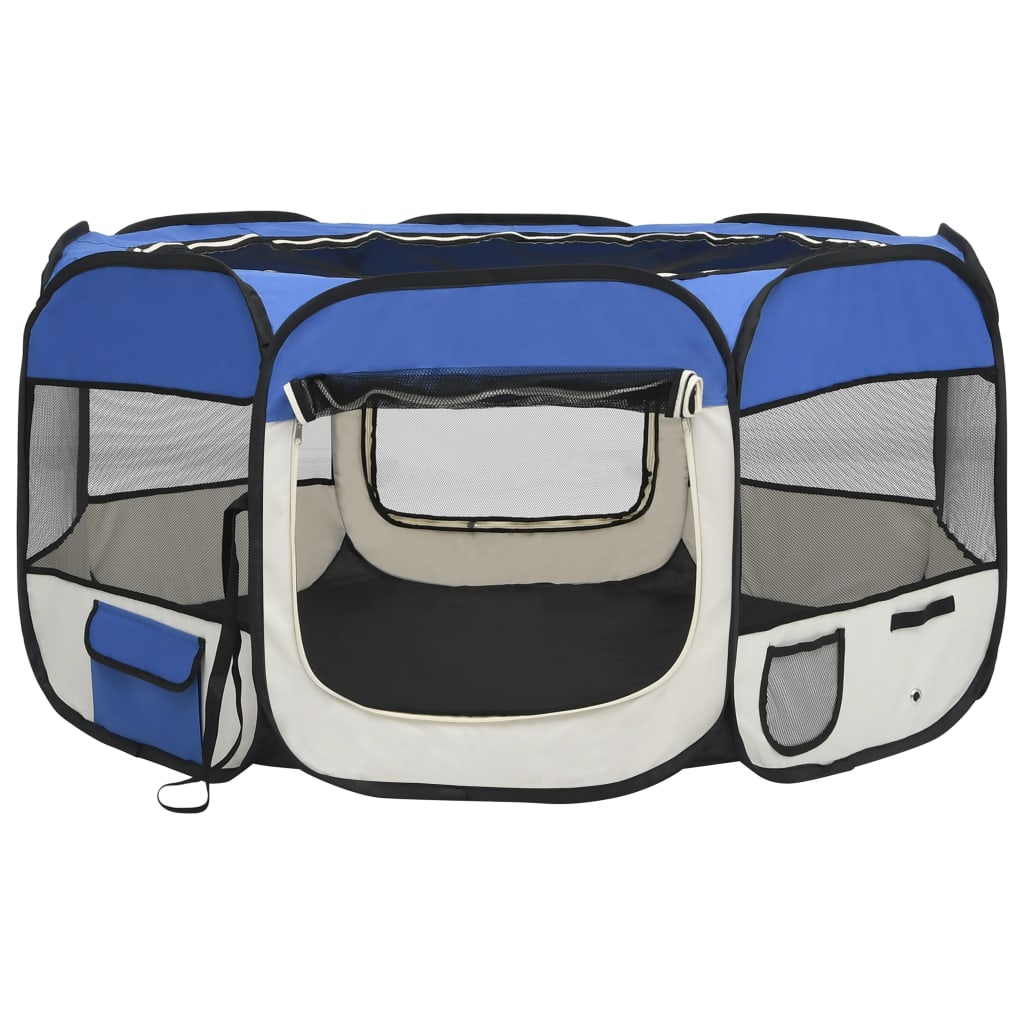 Vidaxl Dog Ren pliable avec sac de transport 125x125x61 cm bleu