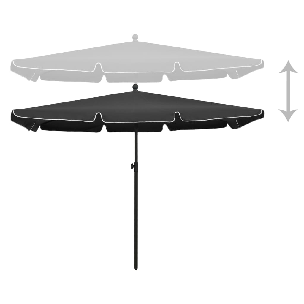 Parasol Vidaxl con polo 210x140 cm de antracita