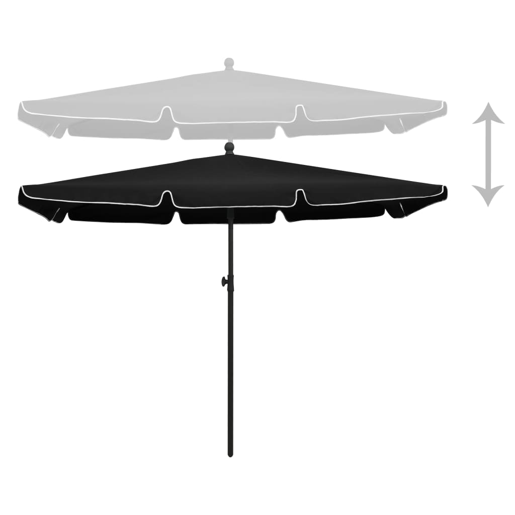 Vidaxl Parasol con polo 210x140 cm negro