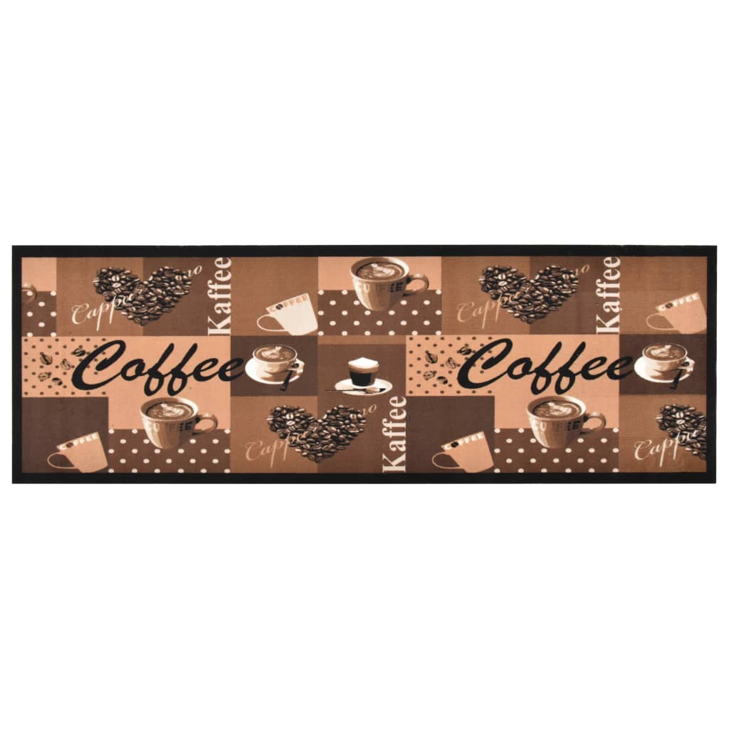 Vidaxl Kitchen Mat Washable Coffee 45x150 cm brun