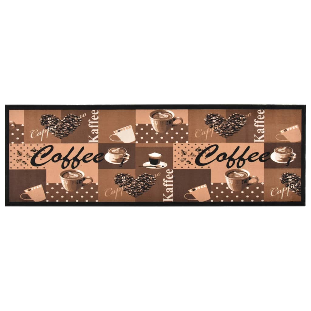 Vidaxl Kitchen Mat Washable Coffee 60x180 cm brun