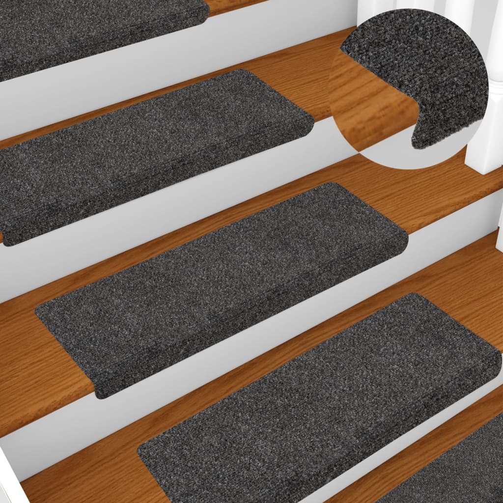 Vidaxl stair mats 5 pcs 65x21x4 cm needle felt anthracite -colored